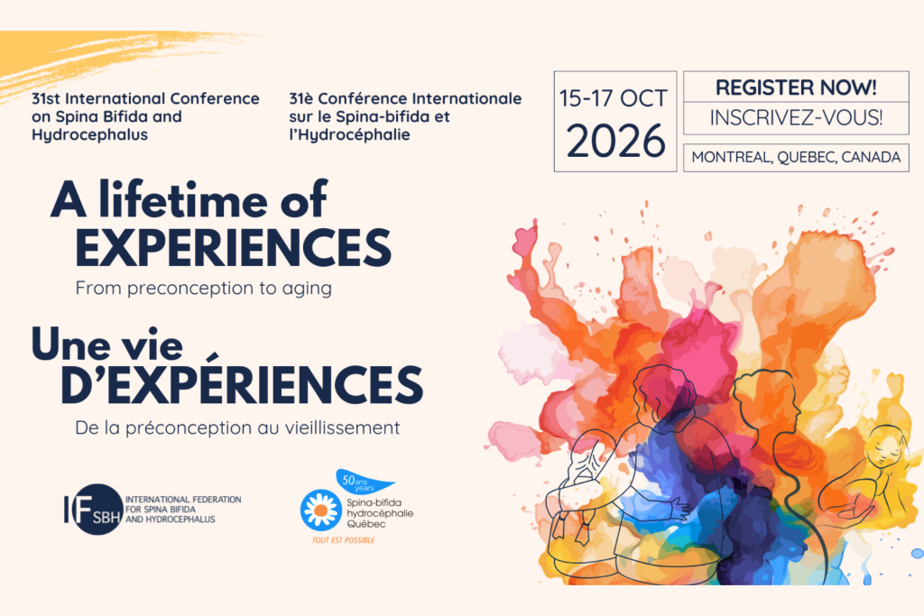 Flyer of the 31st International Conference on Spina Bifida & Hydrocephalus, taking place in Montréal, Québec, Canada, 15–17 October 2026.