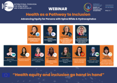 Poster of IF’s Informal COSP19 Side Event: Health as a Pathway to Inclusion with pictures of all the speakers and webinar info details