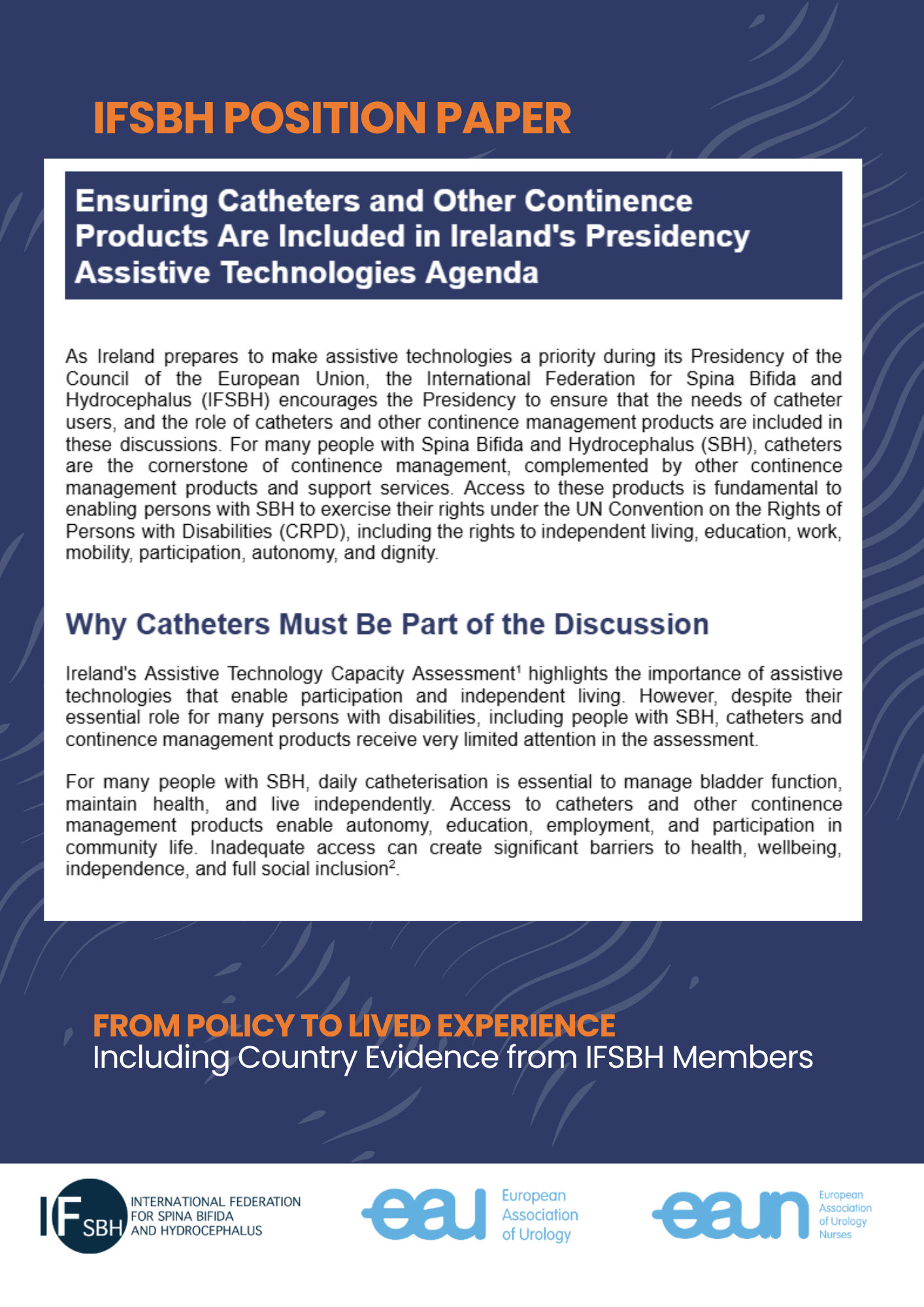 Publication Ensuring Catheters and Other Continence Products Are Included in Ireland’s Presidency Assistive Technologies Agenda